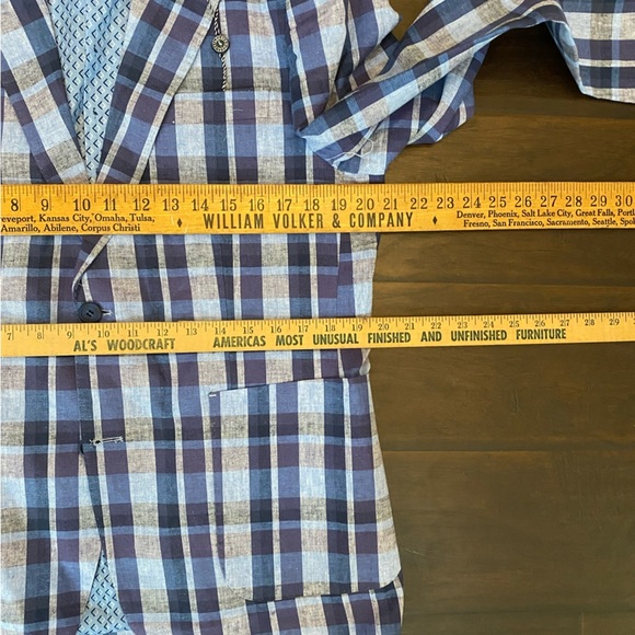 New Tailorbyrd linen blend check pattern 2 button sports coat men’s size 40R - Picture 7 of 8